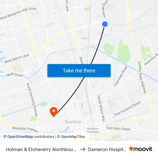 Holman & Etcheverry Northbound to Dameron Hospital map