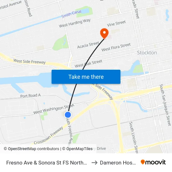 Fresno Ave & Sonora St FS Northbound to Dameron Hospital map