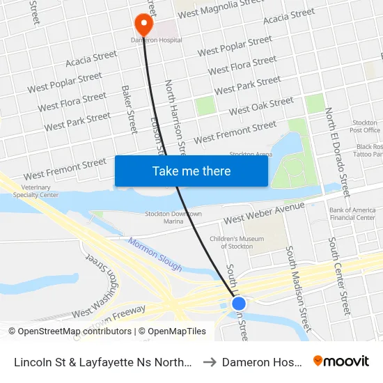 Lincoln St & Layfayette Ns Northbound to Dameron Hospital map