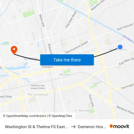 Washington St & Thelma FS Eastbound to Dameron Hospital map