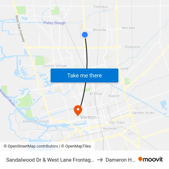 Sandalwood Dr & West Lane Frontage Ns Westbound to Dameron Hospital map