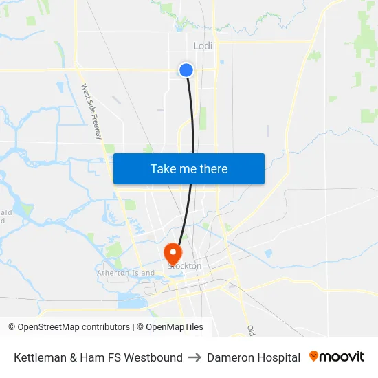 Kettleman & Ham FS Westbound to Dameron Hospital map