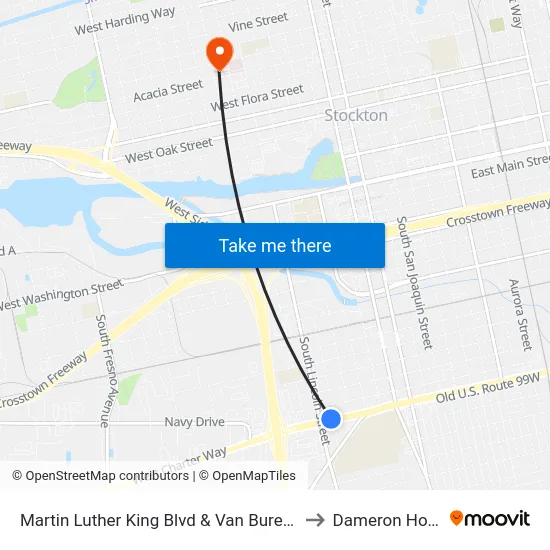 Martin Luther King Blvd & Van Buren St Fs/Wb to Dameron Hospital map