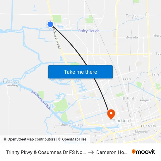 Trinity Pkwy & Cosumnes Dr FS Northbound to Dameron Hospital map