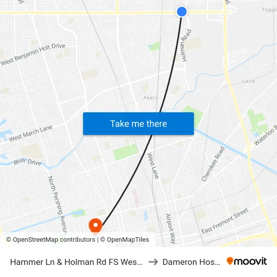 Hammer Ln & Holman Rd FS Westbound to Dameron Hospital map