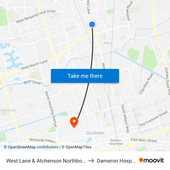 West Lane & Atchenson Northbound to Dameron Hospital map
