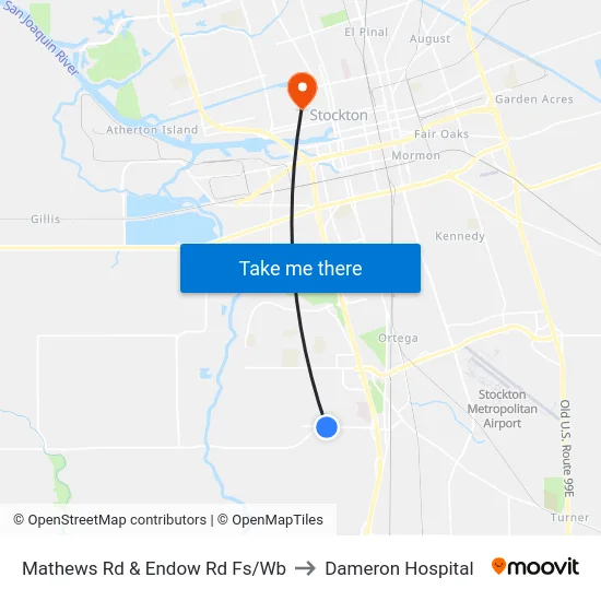 Mathews Rd & Endow Rd Fs/Wb to Dameron Hospital map