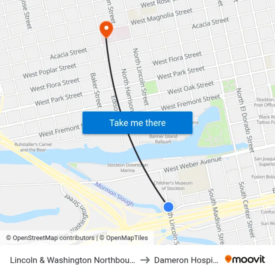 Lincoln & Washington Northbound to Dameron Hospital map