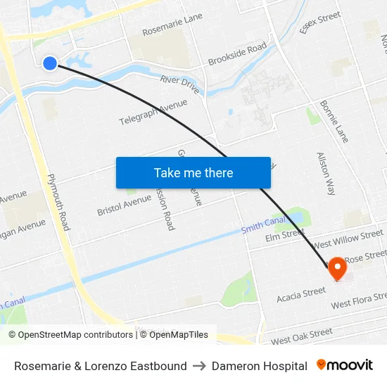 Rosemarie & Lorenzo Eastbound to Dameron Hospital map