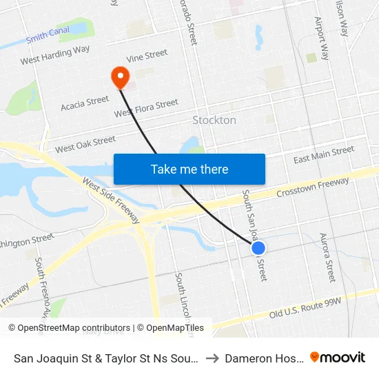 San Joaquin St & Taylor St Ns Southbound to Dameron Hospital map