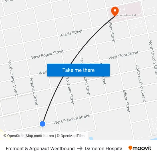 Fremont & Argonaut Westbound to Dameron Hospital map