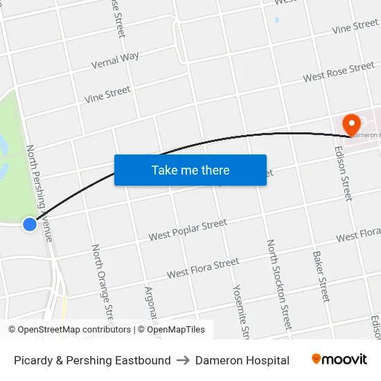 Picardy & Pershing Eastbound to Dameron Hospital map