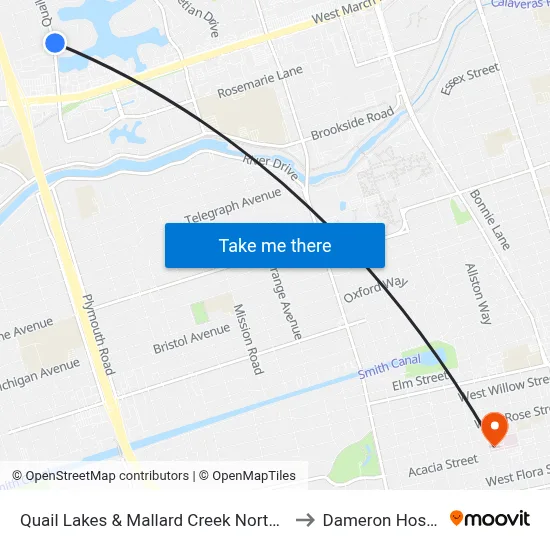 Quail Lakes & Mallard Creek Northbound to Dameron Hospital map