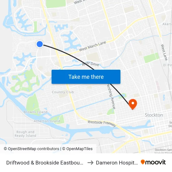 Driftwood & Brookside Eastbound to Dameron Hospital map
