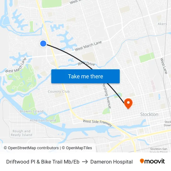 Driftwood Pl & Bike Trail Mb/Eb to Dameron Hospital map