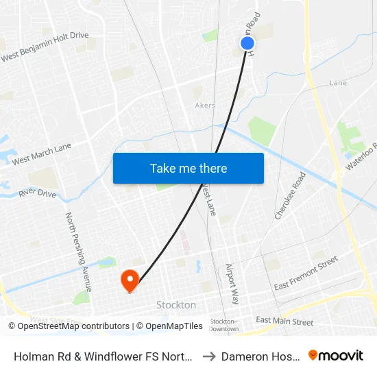 Holman Rd & Windflower FS Northbound to Dameron Hospital map