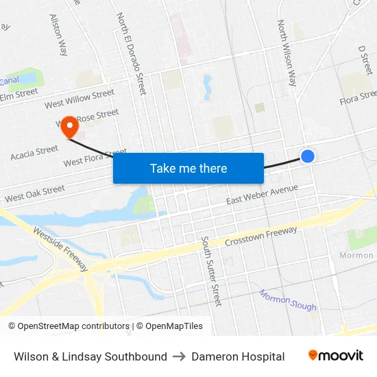 Wilson & Lindsay Southbound to Dameron Hospital map