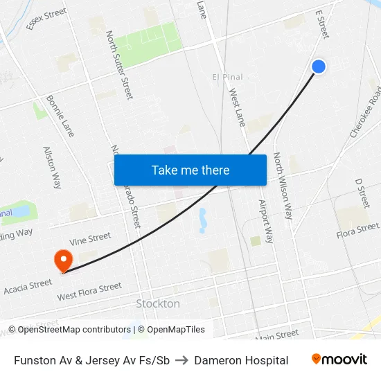 Funston Av & Jersey Av Fs/Sb to Dameron Hospital map