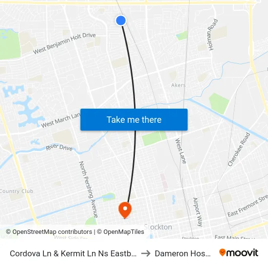 Cordova Ln & Kermit Ln Ns Eastbound to Dameron Hospital map