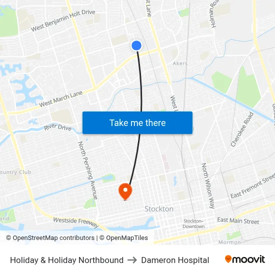 Holiday & Holiday Northbound to Dameron Hospital map