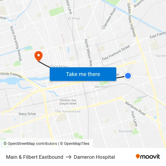 Main & Filbert Eastbound to Dameron Hospital map