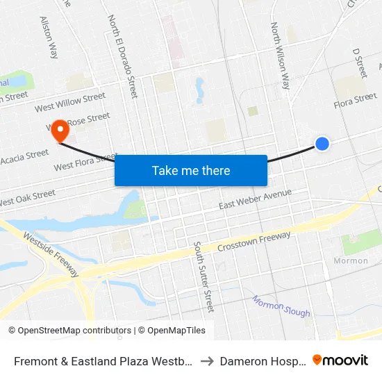 Fremont & Eastland Plaza Westbound to Dameron Hospital map