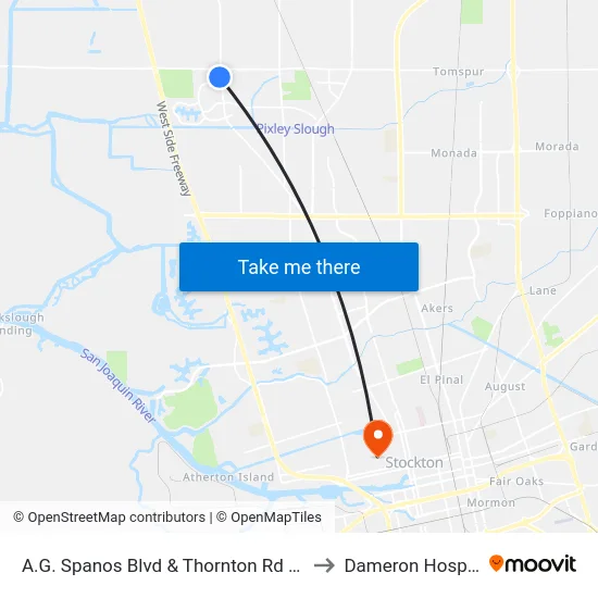 A.G. Spanos Blvd & Thornton Rd FS W to Dameron Hospital map