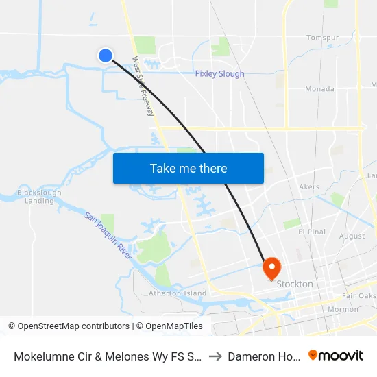 Mokelumne Cir & Melones Wy FS Southbound to Dameron Hospital map