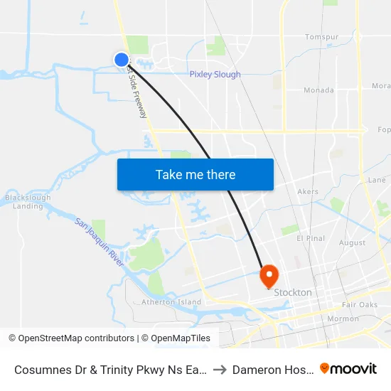 Cosumnes Dr & Trinity Pkwy Ns Eastbound to Dameron Hospital map
