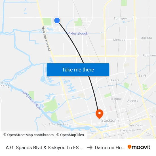 A.G. Spanos Blvd & Siskiyou Ln FS Southbound to Dameron Hospital map