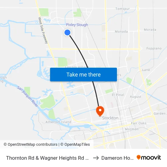 Thornton Rd & Wagner Heights Rd Northbound to Dameron Hospital map