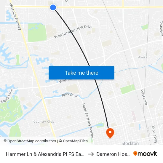 Hammer Ln & Alexandria Pl FS Eastbound to Dameron Hospital map