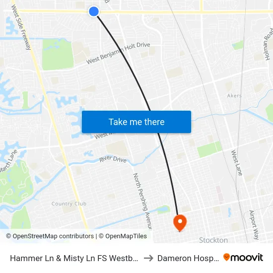 Hammer Ln & Misty Ln FS Westbound to Dameron Hospital map