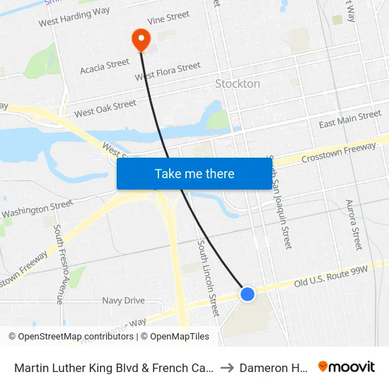 Martin Luther King Blvd & French Camp Trpk Fseb to Dameron Hospital map