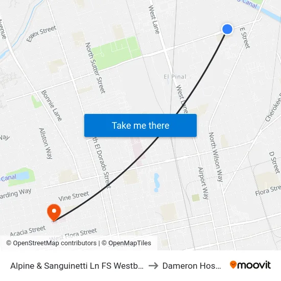 Alpine & Sanguinetti Ln FS Westbound to Dameron Hospital map
