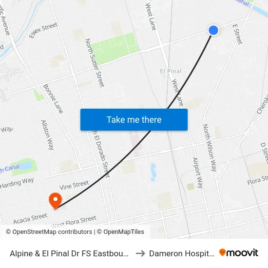 Alpine & El Pinal Dr FS Eastbound to Dameron Hospital map