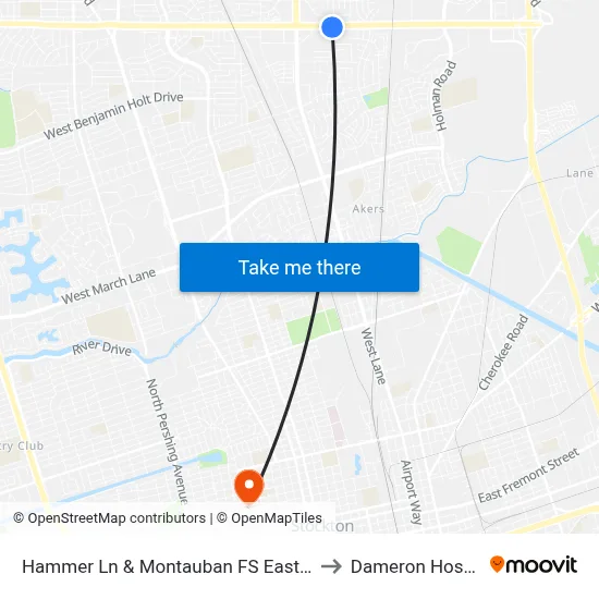 Hammer Ln & Montauban FS Eastbound to Dameron Hospital map