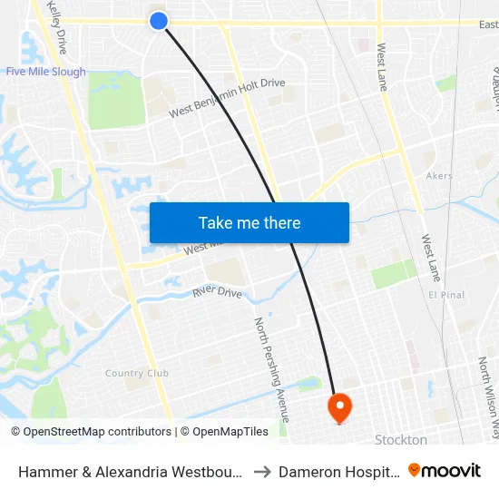 Hammer & Alexandria Westbound to Dameron Hospital map