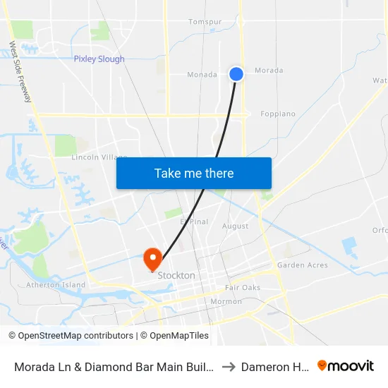 Morada Ln & Diamond Bar Main Building Eastbound to Dameron Hospital map