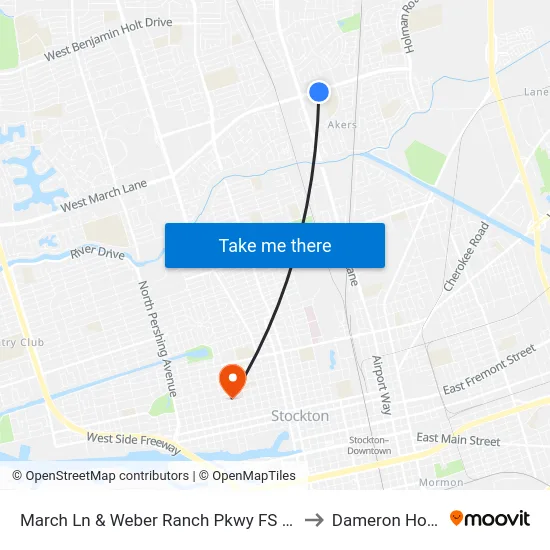 March Ln & Weber Ranch Pkwy FS Eastbound to Dameron Hospital map