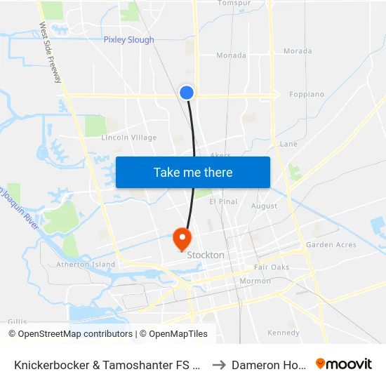 Knickerbocker & Tamoshanter FS Eastbound to Dameron Hospital map