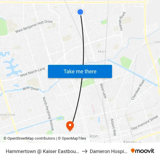 Hammertown @ Kaiser Eastbound to Dameron Hospital map