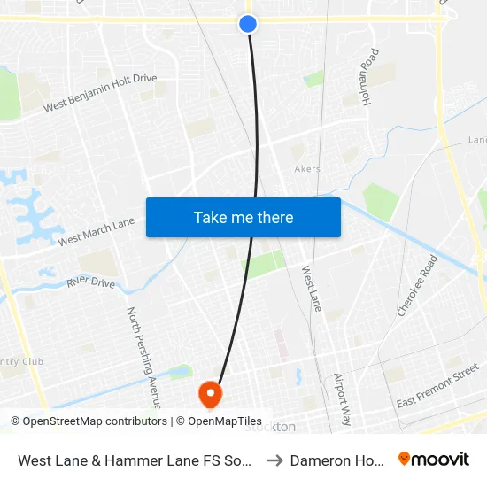 West Lane & Hammer Lane FS Southbound to Dameron Hospital map