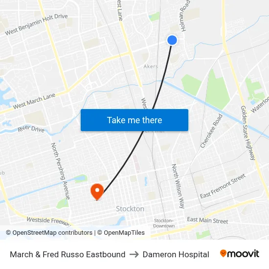 March & Fred Russo Eastbound to Dameron Hospital map