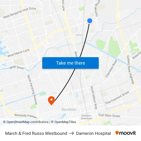 March & Fred Russo Westbound to Dameron Hospital map