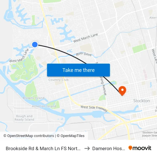 Brookside Rd & March Ln FS Northbound to Dameron Hospital map
