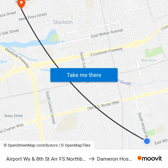 Airport Wy & 8th St Arr FS Northbound to Dameron Hospital map