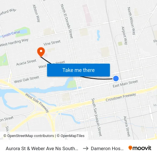 Aurora St & Weber Ave Ns Southbound to Dameron Hospital map