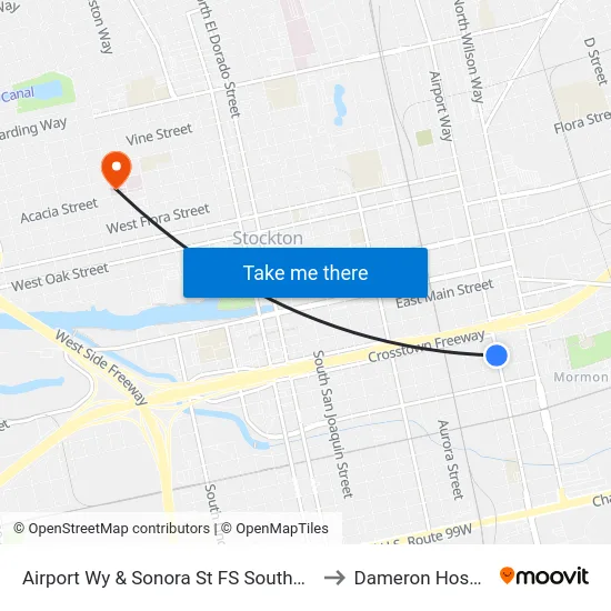Airport Wy & Sonora St FS Southbound to Dameron Hospital map