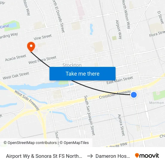 Airport Wy & Sonora St FS Northbound to Dameron Hospital map